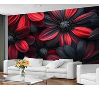 GIVLWF Wallpaper - Red Flowers Home Decor & Large Mural, Blooming Floral Wallpaper for Living Room, Bedroom Wall Paper, Wall Mural - Not Self Adhesive, Abstract Florals