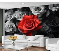 GIVLWF Wallpaper - Rose Mural & Home Decor, Romantic Flowers Bedroom Wallpaper, Red Roses Wall Paper for Living Room, Large Mural, Not Self Adhesive