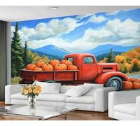 GIVLWF Wallpaper - Rustic Mural & Home Decor, Harvest Pumpkin Bedroom Wallpaper, Vintage Farmhouse Wall Paper for Living Room, Large Mural, Not Self Adhesive