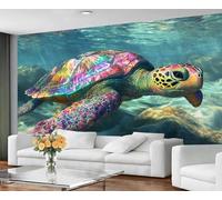 GIVLWF Wallpaper - Sea Turtle Home Decor & Mural, Self Adhesive Wallpaper for Living Room, Underwater Turtle Wall Mural, Marine Life Bedroom Wall Paper, Peel and Stick
