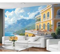 GIVLWF Wallpaper - Seaside Landscape Home Decor & Mural, Self Adhesive Wallpaper for Living Room, Small Town Nature Wall Mural, Rural Rustic Bedroom Wall Paper, Peel and Stick