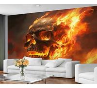 GIVLWF Wallpaper - Skull Bedroom Wallpaper Murals, Burning Skull Wall Paper for Living Room, Large Mural & Room Decor, Gothic Wall Paper - Not Self Adhesive