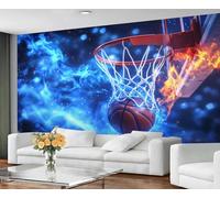 GIVLWF Wallpaper - Sports Home Decor & Mural, Self Adhesive Wallpaper for Living Room, Cool Basketball Wall Mural, Galaxy Blue Bedroom Wall Paper, Peel and Stick