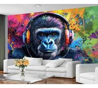 GIVLWF Wallpaper - Star Graffiti Home Decor & Mural, Colorful Music Bedroom Wallpaper, Funny Animal Wall Paper for Living Room, Large Wall Mural (Not Self-Adhesive)