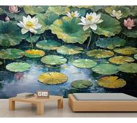 GIVLWF Wallpaper - Summer Home Decor& Large Mural, Natural Botanical Wallpaper for Living Room, Bedroom Wall Paper, Not Self Adhesive Wall Mural, Lotus & Lotus Leaves