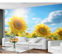 GIVLWF Wallpaper - Sunflower Home Decor & Mural, Spring Floral Bedroom Wallpaper, Natural Landscape Wall Paper for Living Room, Large Wall Mural (Not Self-Adhesive)