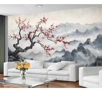 GIVLWF Wallpaper - Traditional Asian Home Decor & Mural, Painting Landscape Bedroom Wallpaper, Oriental Landscape Wall Paper for Living Room, Large Wall Mural (Not Self-Adhesive)