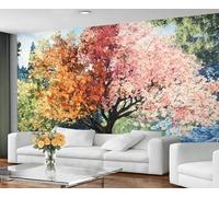GIVLWF Wallpaper - Tree of Life Home Decor & Large Mural, Watercolor Tree Wallpaper for Living Room, Bedroom Wall Paper, Wall Mural - Not Self Adhesive, Four Seasons Botanicals