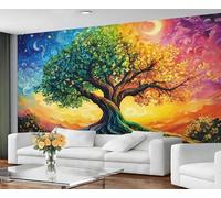 GIVLWF Wallpaper - Tree of Life Home Decor & Mural, Colorful Trees Bedroom Wallpaper, Nordic Wall Paper for Living Room, Large Wall Mural (Not Self-Adhesive)