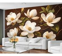 GIVLWF Wallpaper Vintage Mural & Home Decor, White Floral Bedroom Wallpaper, 3D Flowers Wall Paper for Living Room, Large Wall Mural - Not Self-Adhesive