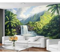 GIVLWF Wallpaper Waterfall Home Decor & Mural, Spring Forest Bedroom Wallpaper, Green Wall Paper for Living Room, Large Wall Mural - Not Self-Adhesive