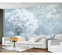 GIVLWF Wallpaper Winter Home Decor & Mural, White Forest Bedroom Wallpaper, Rabbit Wall Paper for Living Room, Large Wall Mural - Not Self-Adhesive