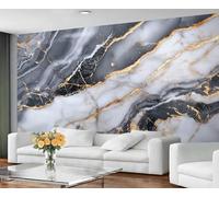 GIVLWF White Gold Marble Wallpaper, Light Luxury Marble Bedroom Wallpaper Murals, Stone Texture Wall Paper for Living Room, Not Self Adhesive Wall Paper, Watercolor White Large Mural & Room Decor
