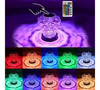 GIVOKE 16 Color Acrylic Table Lamp Dimmable Night Light, Touch & Remote Control, USB Rechargeable Diamond Crystal Lamp Romantic Lighting for Kids Bedroom Party Dinner Christmas Decor