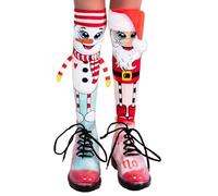 GIVOKE 1Pair Christmas Snowman Santa Claus Cotton Socks, Warm Winter Womens Over Knee Socks, Ladies Knee High Socks Novelty Socks for Christmas Party