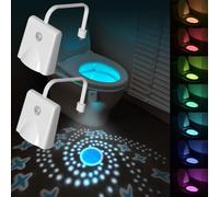 GIVOKE 2PCS Toilet Light, 16 Colors Motion & Light Sensor Toilet Bowl Seat Lamp, Rechargeable Toilet Seat LED Night Light for Any Toilet