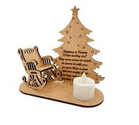 GIVOKE Merry Christmas In Heaven Chair Memorial Ornaments Gift, Wooden Rustic Christmas Remembrance Candle Ornament To Remember Loved Ones (A)