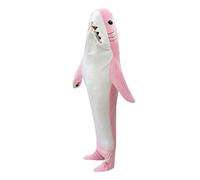 GIVOKE Pink Shark Blanket Adult, Wearable Flannel Shark Tail Hoodie Onesie Sleeping Bag, Soft Fleece Onesie Adult Cosplay Shark Costume (Size L for 155-168cm)