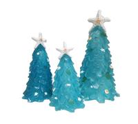GIVOKE Set of 3 Sea Glass Christmas Tree, Resin Beach Crystal Christmas Tree Table Top Decor, Ocean Sea Beach Resin Xmas Tree Decoration (A)