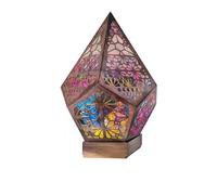 GIVOKE Wooden Bohemian Table Lamp, Colorful Diamond 3D Prismatic Bedside Romantic Night Light Floor Lamp for Bedroom