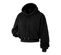 GIVON Women's Black Cropped Hoodie Pullover Drop Shoulder Lightweight Loose Casual Crop Hoodies / DCF279-BLACK-S, Dcf279-black, S