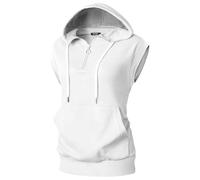 GIVON Women's Lightweight Hooded Vest Sleeveless 1/4 Zip Pullover Casual Hoodie Sweatshirt with Pockets, Gwh201-white, Medium