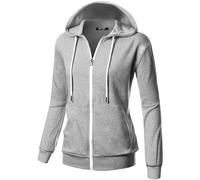 GIVON Women's Lightweight Zip Up Hoodie - Long Sleeve Thin Casual Hooded Jacket, Plus, Inside Pocket(dcf200)-grey, Medium