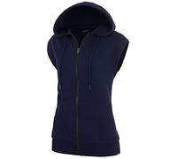 GIVON Womens Slim Fit Sleeveless Lightweight Zip up Hoodie Vest with Pocket, Gwh010-navy, Medium