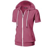 GIVON Womens Slim Fit Zip Up Hoodie Short Sleeve Thin Jacket Full Zip Sweatshirt with Plus Size, Dcf207-sparking Grape, S