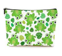 Givotin Cosmetic Bags for Women Cute Makeup Bag for Purse Canvas Travel Toiletry Bag Funny Zipper Pouch, Frog Makeup Bags, Size: 10"W x 7"H. Hold All Your Necessities, Frog Makeup Bags