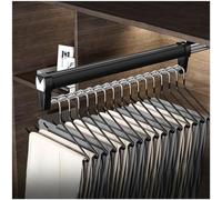 GIVROLDZ Pull Out Clothes Hanger Rail Rack, Wardrobe Clothes Hanger Rail, Space Saving Multifunctional Sliding Hanger Rail Organizer Rack,Black,250mm