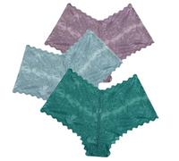 GIVTULIP Pack of 3 Women's Underwear Lace Trim Briefs High Waist Boxer Shorts Comfort Fit Stretch Underpants Ladies Multipack Knickers Seamless Invisible Underwear Lingerie Under Clothing S-XXXL