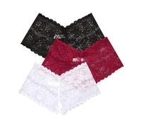 GIVTULIP Pack of 3 Women's Underwear Lace Trim Briefs High Waist Boxer Shorts Comfort Fit Stretch Underpants Ladies Multipack Knickers Seamless Invisible Underwear Lingerie Under Clothing S-XXXL