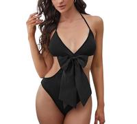 GIVTULIP Women’s Sexy Halloween Lingerie Big Bow Tie Satin Teddy Red Unwrap Me Babydoll Bodysuit Backless Bowknot Jumpsuit Backless Outfits One Piece Chemises Sleepwear Nightwear Christmas