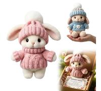 givuaime Mini Bunny Hug Cute Easter Gift, 2026 New Easter Bunny, Emotional Support Positive Crochet Bunny, Upgrade Minis Rabbits In Box, Soft Easter Gifts For Kids Family Friend (Pink)