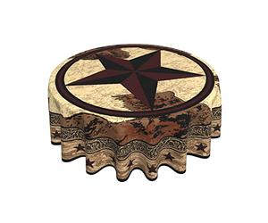 Giwawa Western Texas Star Tablecloth Round- Rustic Stars on Vintage Brown Wood Board Print- 60" Cabin Country Style Heat Resistant Table Cloth Cover for Kitchen Dining Indoor Outdoor Decor