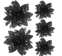 GIWFBQTR 20PCS 14.5cm Glitter Artificial Christmas Flowers Merry Christmas Tree Decoration Happy New Year Ornaments Xmas,C