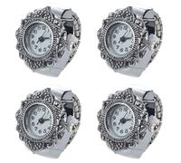 GIWFBQTR 4X Tibetan Silver Flower Men Lady Finger Ring Watch 0.87 Inch HOT