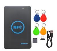 GIWFBQTR 5 Frequency RFID Smart Chip Duplicator Reader+4xCUID Keychain NFC Copier IC/ID 13.56M 125K/ HID 125K Token Writer Clone