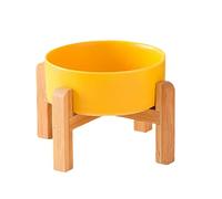 GIWFBQTR Big Dogs Bowl Double Ceramic Elevated Pet Food Water Feeders Small Medium Large Dog Feeding Supplies with Wooden Stand B