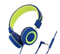 GIWFBQTR Children'S Headphones Headset Wired Colorful Laptop Tablet Phone for Learning Online Class Headphones Easy Install,Blue+Green