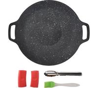 GIWFBQTR Outdoor Camping Grill Plate Non-Stick Korean Barbecue Plate Barbecue Meat Pot Flat Iron 30cm 1Set