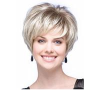Giwnhvx 1 Piece Short Wigs Short Hair Fashion Wig Full Cover Light Gold Synthetic Chemical Fiber High Temperature Silk Wig