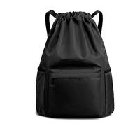 Giwnhvx 1 Piece Waterproof Backpack Drawstring Travel Bag Fitness Sports Bag for Women Men Black