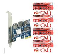 Giwnhvx 1 to 4 PCI-E to PCI-E Adapter 1X to 16X USB 3.0 PCIE Extender with Ver V013 Pro Mining Special Riser Card for GPU Video