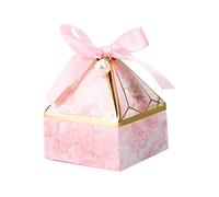Giwnhvx 100 Pcs Gem Tower Candy Boxes Cardboard Box Wedding Birthday Party Gift Packaging Box,with Ribbons Decoration,Pink