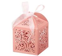 Giwnhvx 100Pcs Cut Favor Boxes, 2X2InchSmall Gift Boxes for Presents, Party Wedding Favors Boxes with Ribbon, Pink Easy Install