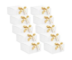 Giwnhvx 10Pack White Gift Boxes with Lids, 8X8X4 Inch Groomsmen Proposal Box, Luxury Black Gift Box with Ribbon for Wedding Box