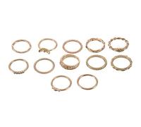 Giwnhvx 12 Pcs Gold Finger Ring Set Vintage Punk Knuckle Party Rings Jewelry (Color: Gold)