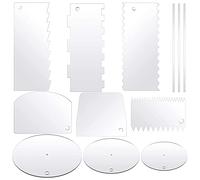 Giwnhvx 12 Pieces Acrylic Cake Discs Set, Cake Scraper Cake Decorating Comb Round Cake Discs Circle Base Boards with Center Hole
